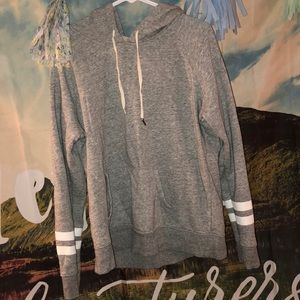 Oversized grey white striped hoodie